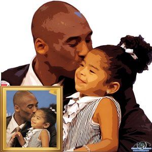 Kobe Bryant & Baby Gigi Digital Art Vector Portrait Set of 3